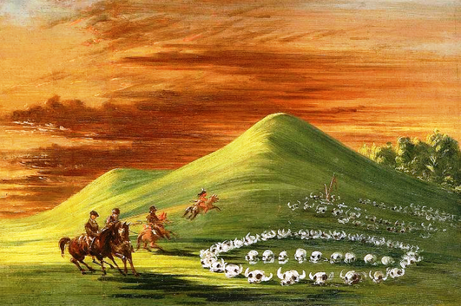 "Butte de Mort, Sioux Burial Ground, Upper Missouri" by George Catlin, oil on canvas, 1837-1838