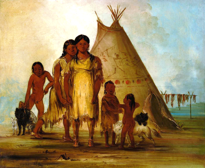 "Two Comanche Girls" by George Catlin, oil on canvas, 1834