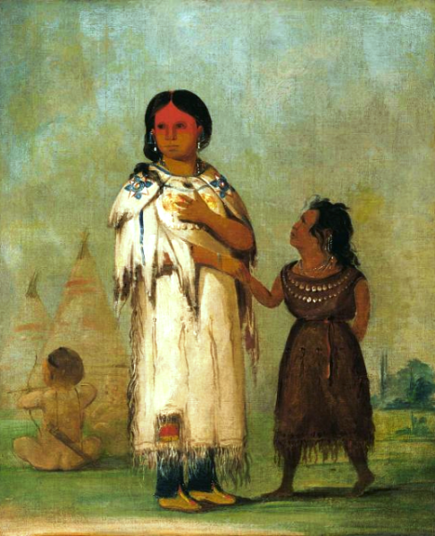 "Assiniboin Woman and Child" by George Catlin, oil on canvas, 1832