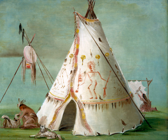 "Crow Lodge of Twenty-five Buffalo Skins" by George Catlin, oil on canvas, 1832–1833