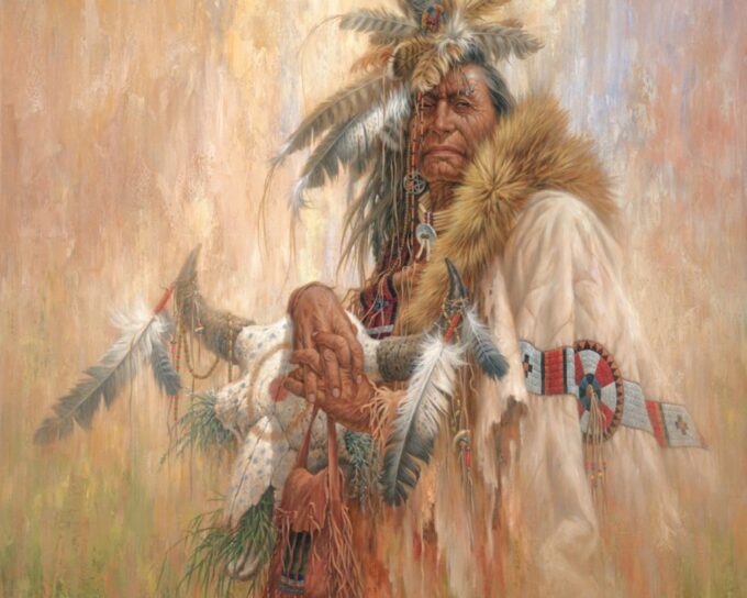 "Medicine Skull - Blackfoot Shaman" by Larry Fanning, Giclée on canvas, limited edition