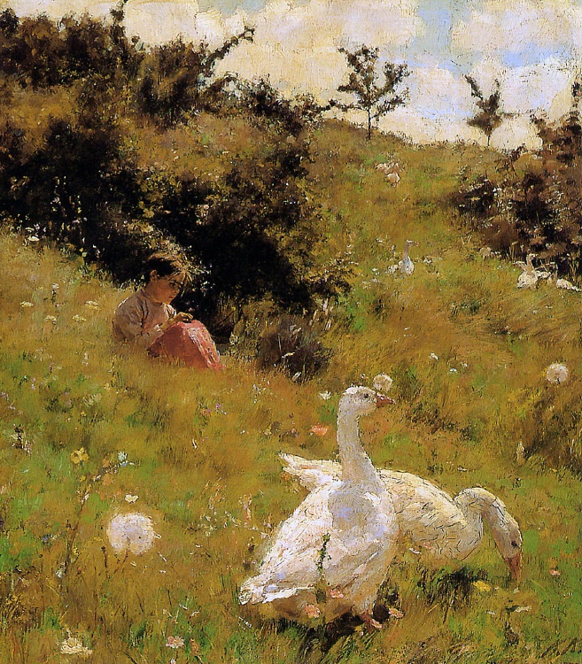 "Girl with Geese" by Kiriak Konstantinovich Kostandi, 1888