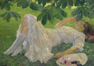 "Reclining Woman in White" by Edward Cucuel