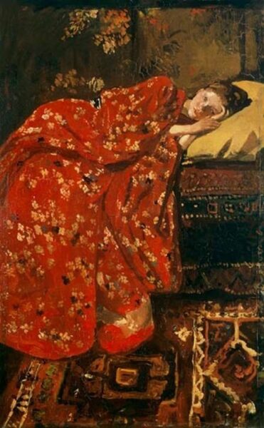 "The Red Kimono" by Georg Hendrik Breitner, oil on panel, 1894