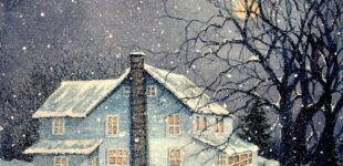 "Winter's Silent Night" by Janine Riley, watercolor, 2012