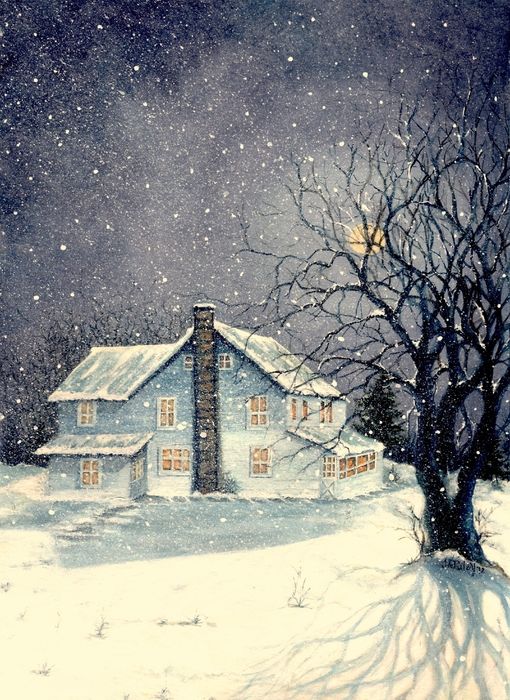 "Winter's Silent Night" by Janine Riley, watercolor, 2012 