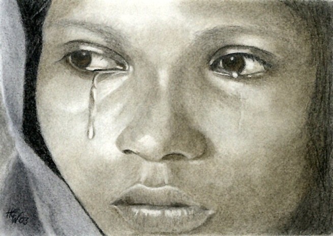 "Tears" by Hilly Wakeford, original pencil drawing, 2003