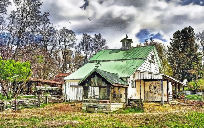 "Holmes County Farm" by Tom Schmidt, watercolor, 2012