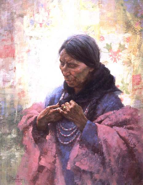 "Cree Finery" by Howard Terpning, original painting on paper, May 1990